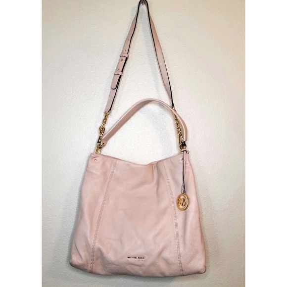 Michael Kors Lex Large Leather Soft Pebbled Hobo Shoulder Bag Light Beige - Picture 1 of 16